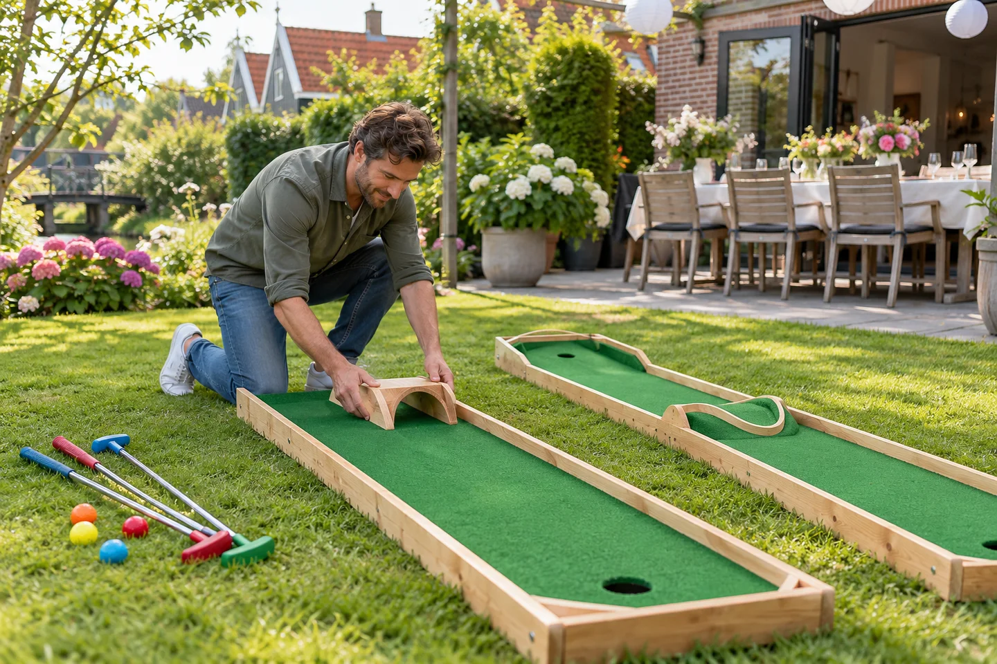 Gastheer legt tijdelijke minigolfbanen klaar